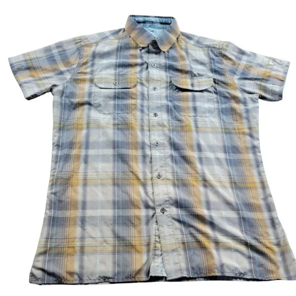Kuhl Shirt Men’s Small Plaid Short Sleeve Hiking Button Up - Picture 1 of 8